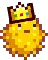 A pufferfish wearing a crown